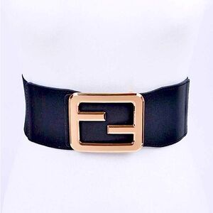 Black & Gold Vegan Leather Statement Belt